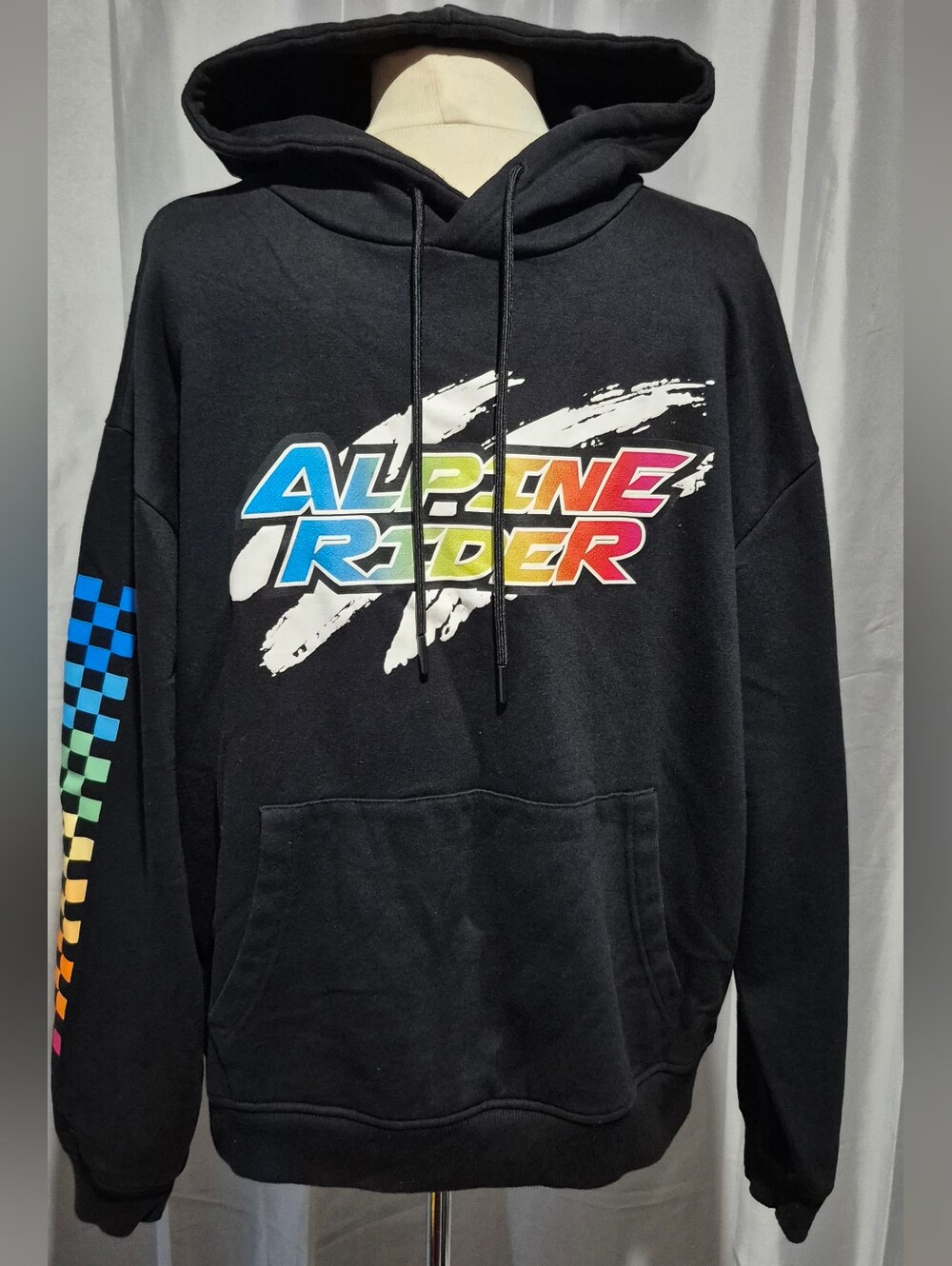 Forever 21 Black Crewneck Hoodie with Multicolor 'Alpine Rider' Graphic